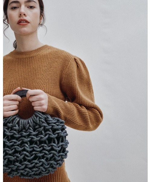 ALIENINA（アリエニーナ）の「【ALIENINA/アリエニーナ】ウッドハンドル ミニ コットン ロープバッグ（ハンドバッグ・レディース・ライトグレー/ベージュ/マスタード/チョコ・FREE）」の13枚目の写真