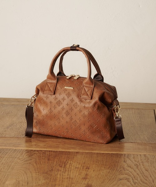 Daily russet(デイリー ラシット)の「フェイクレザー型押し2wayボストンバッグ(S)(ボストンバッグ・レディース・アイボリー/ブラック/ブラウン/グレイッシュベージュ/シルバー・FREE)」の12枚目の写真