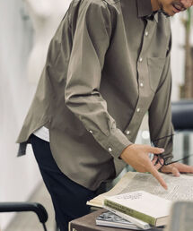 ウールブレンド ルーズシルエット シャツ（※程よい落ち感と艶感が上品さを演出する高級シャツ！）