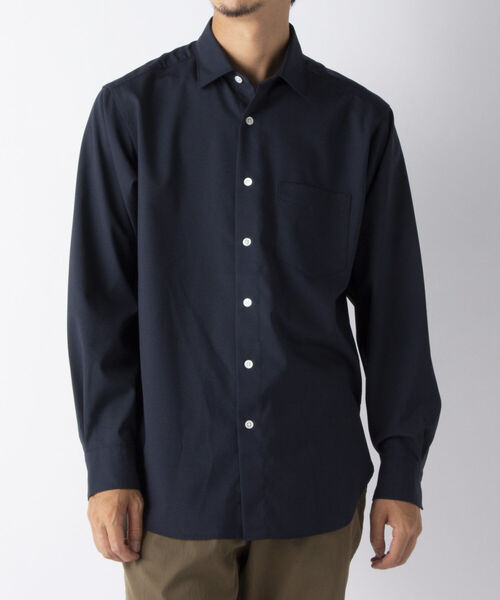 NOLLEY'S goodman（ノーリーズグッドマン）の「ウールブレンド ルーズシルエット シャツ（※程よい落ち感と艶感が上品さを演出する高級シャツ！）（シャツ/ブラウス・メンズ・ブラウン系1/ベージュ/ネイビー/オリーブ・L/S/M）」の4枚目の写真