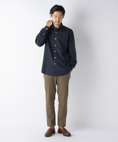 NOLLEY'S goodman（ノーリーズグッドマン）の「ウールブレンド ルーズシルエット シャツ（※程よい落ち感と艶感が上品さを演出する高級シャツ！）（シャツ/ブラウス・メンズ・ブラウン系1/ベージュ/ネイビー/オリーブ・L/S/M）」の5枚目の写真