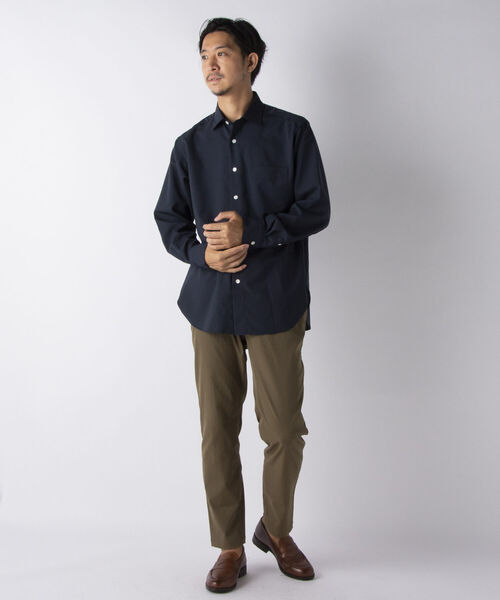 NOLLEY'S goodman（ノーリーズグッドマン）の「ウールブレンド ルーズシルエット シャツ（※程よい落ち感と艶感が上品さを演出する高級シャツ！）（シャツ/ブラウス・メンズ・ブラウン系1/ベージュ/ネイビー/オリーブ・L/S/M）」の6枚目の写真