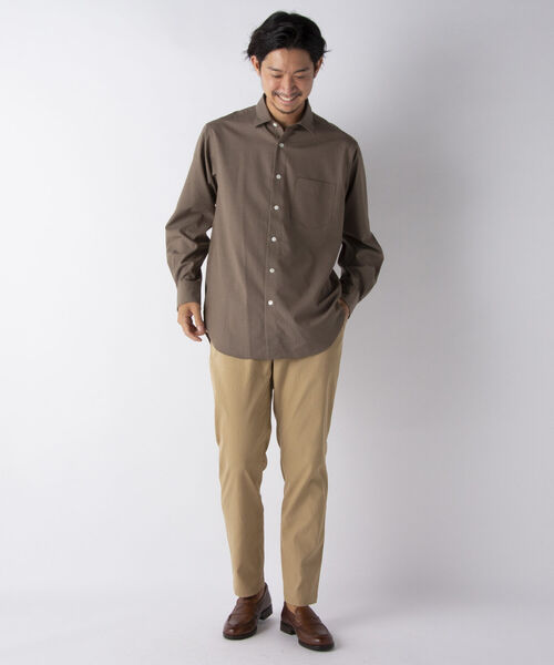 NOLLEY'S goodman（ノーリーズグッドマン）の「ウールブレンド ルーズシルエット シャツ（※程よい落ち感と艶感が上品さを演出する高級シャツ！）（シャツ/ブラウス・メンズ・ブラウン系1/ベージュ/ネイビー/オリーブ・L/S/M）」の15枚目の写真