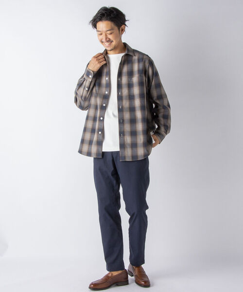 NOLLEY'S goodman（ノーリーズグッドマン）の「ウールブレンド ルーズシルエット シャツ（※程よい落ち感と艶感が上品さを演出する高級シャツ！）（シャツ/ブラウス・メンズ・ブラウン系1/ベージュ/ネイビー/オリーブ・L/S/M）」の18枚目の写真