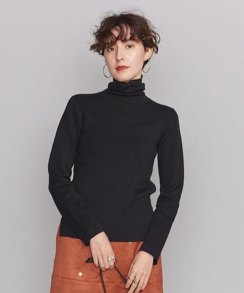 BEAUTY&YOUTH UNITED ARROWS（ビューティーアンドユースユナイテッドアローズ）の「BY コットンスムース タートルネックニット -ウォッシャブル-（ニット/セーター・レディース・ブラック/ダークブラウン/オフホワイト・FREE）」の3枚目の写真