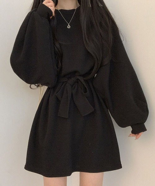 a lot of love（ア ロット オブ ラブ）の「ボリュームランタンスリーブ　ウエストリボンワンピース（ワンピース・レディース・テラコッタ/ブラウン/グレー/ブラック・FREE）」の11枚目の写真