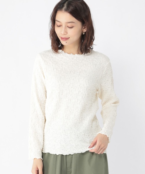 studio CLIP（スタディオクリップ）の「シャーリングプルオーバー（Tシャツ/カットソー・レディース・ブラウン系その他/オフホワイト/カーキ・MEDIUM/LARGE）」の2枚目の写真