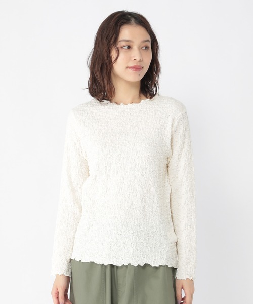 studio CLIP（スタディオクリップ）の「シャーリングプルオーバー（Tシャツ/カットソー・レディース・ブラウン系その他/オフホワイト/カーキ・MEDIUM/LARGE）」の16枚目の写真