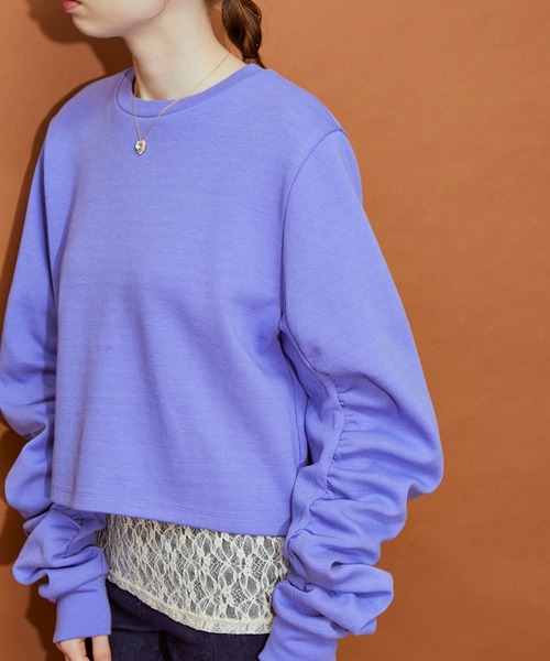 MADEMOISELLE ROPE'(マドモアゼル ロペ)の「ギャザースリーブスウェットプルオーバー(スウェット・レディース・ダークパープル/ホワイト系その他2・38)」の20枚目の写真