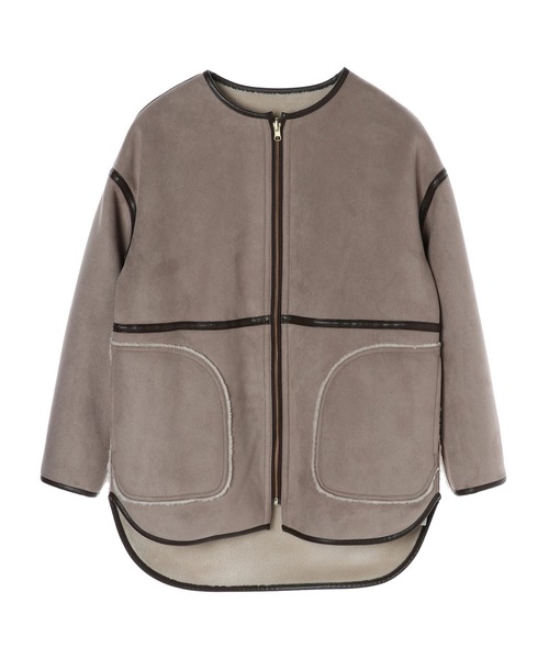 YECCA VECCA（イェッカヴェッカ）の「リバーシブルフェイクムートンコート＊（ムートンコート・レディース・グレイッシュベージュ/モカ・FREE）」の3枚目の写真