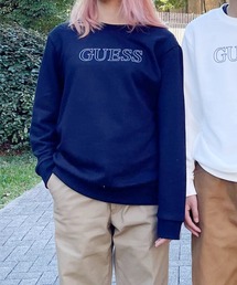 GUESS/ゲス MENS S L/SLV SWEATSHIRT クルーネックスウェット フロントロゴ