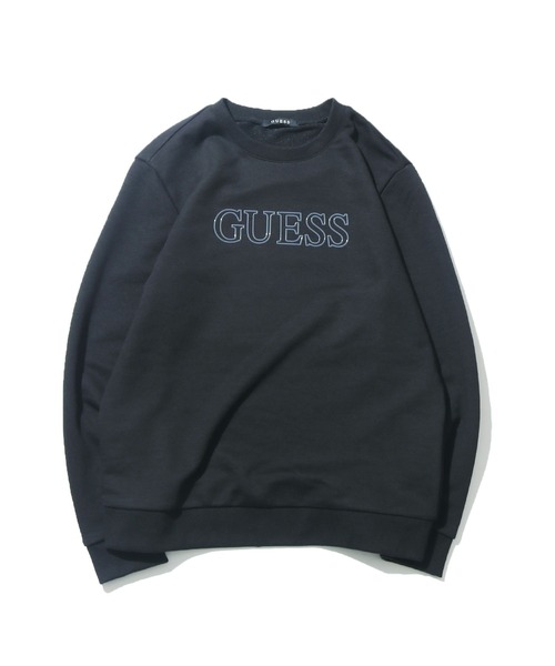 黒 クルーネックスウェット 袖口ロゴ付き 10．0oz クルーネック スウェット（裏パイル）＜アダルト
