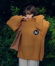 MUHET | サガラ刺繍ロゴケーブルハイネックニット(ニット/セーター)