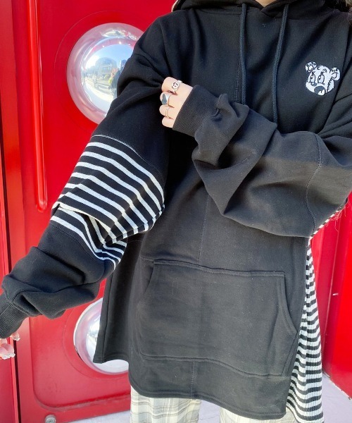 Candy Stripper（キャンディストリッパー）の「CANDY PATCHED BORDER HOODIE（パーカー・レディース・ブラック/ブラウン/グリーン・2）」の20枚目の写真