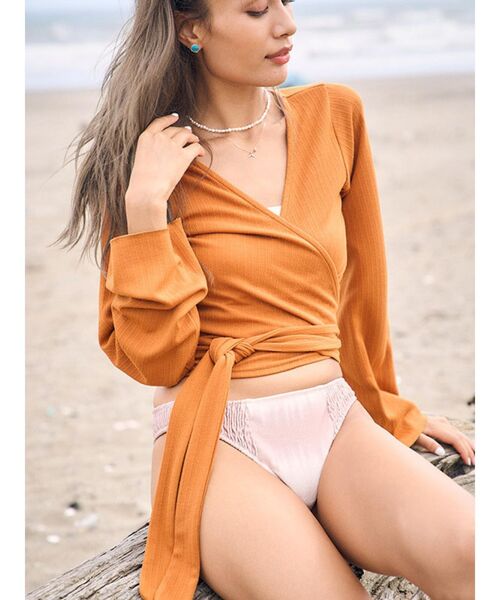 To the sea(トゥーザシー)の「カシュクールロングTシャツ(Tシャツ/カットソー・レディース・ミント/モカ/ダークオレンジ・FREE)」の14枚目の写真