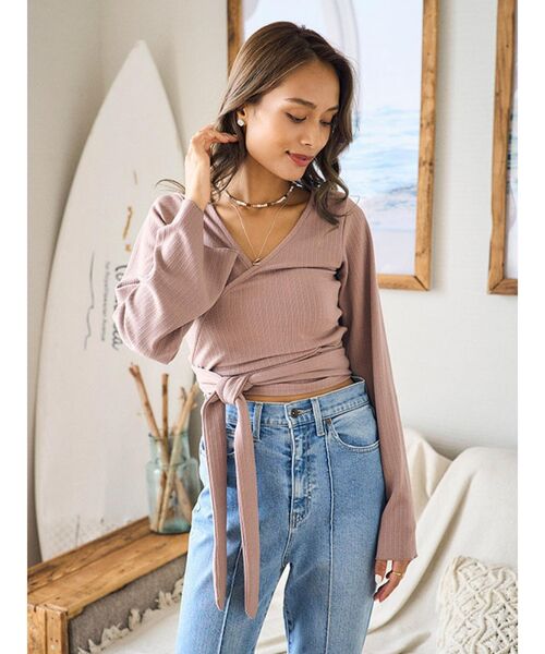 To the sea(トゥーザシー)の「カシュクールロングTシャツ(Tシャツ/カットソー・レディース・ミント/モカ/ダークオレンジ・FREE)」の12枚目の写真