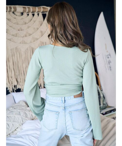To the sea(トゥーザシー)の「カシュクールロングTシャツ(Tシャツ/カットソー・レディース・ミント/モカ/ダークオレンジ・FREE)」の9枚目の写真