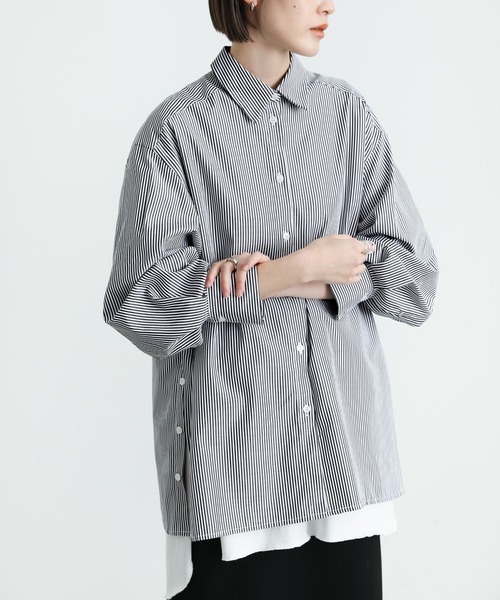 ⭐︎cocoさま専用⭐︎ストライプオーバーサイズシャツ シャツ ストライプオーバーシャツ ストライプシャツ[品番：COCW0004815