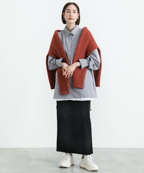 select MOCA（セレクトモカ）の「サイドスリットストライプオーバーシャツ（シャツ/ブラウス・レディース・ブラック/ピンク/ブルー/グリーン・FREE）」の11枚目の写真