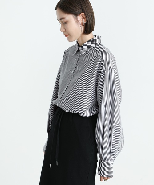 select MOCA（セレクトモカ）の「サイドスリットストライプオーバーシャツ（シャツ/ブラウス・レディース・ブラック/ピンク/ブルー/グリーン・FREE）」の14枚目の写真