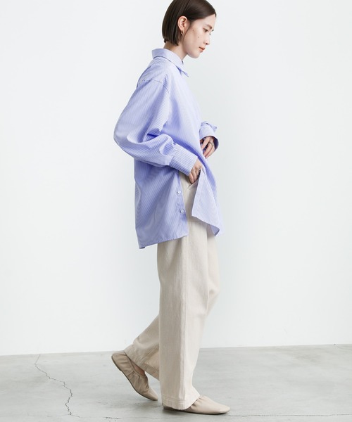 select MOCA（セレクトモカ）の「サイドスリットストライプオーバーシャツ（シャツ/ブラウス・レディース・ブラック/ピンク/ブルー/グリーン・FREE）」の15枚目の写真