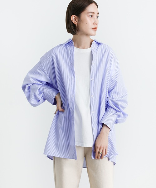 select MOCA（セレクトモカ）の「サイドスリットストライプオーバーシャツ（シャツ/ブラウス・レディース・ブラック/ピンク/ブルー/グリーン・FREE）」の16枚目の写真