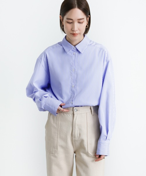 select MOCA（セレクトモカ）の「サイドスリットストライプオーバーシャツ（シャツ/ブラウス・レディース・ブラック/ピンク/ブルー/グリーン・FREE）」の18枚目の写真