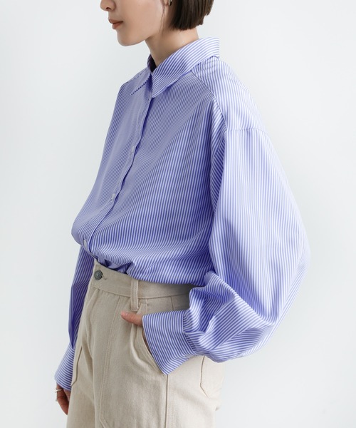 select MOCA（セレクトモカ）の「サイドスリットストライプオーバーシャツ（シャツ/ブラウス・レディース・ブラック/ピンク/ブルー/グリーン・FREE）」の19枚目の写真