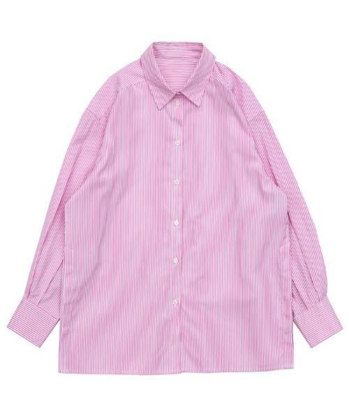 select MOCA（セレクトモカ）の「サイドスリットストライプオーバーシャツ（シャツ/ブラウス・レディース・ブラック/ピンク/ブルー/グリーン・FREE）」の20枚目の写真