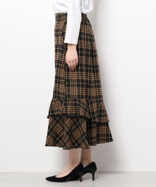 RETRO GIRL（レトロガール）の「チェック柄裾ティアードスカート（スカート・レディース・ブラック系その他/ブルー系その他/ブラウン系その他/イエロー系その他・FREE）」の13枚目の写真
