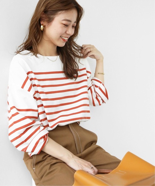 JOURNAL STANDARD relume(ジャーナルスタンダード レリューム)の「パネルボーダーボートネックTEE◆(Tシャツ/カットソー・レディース・オレンジ/ブルー・FREE)」の2枚目の写真