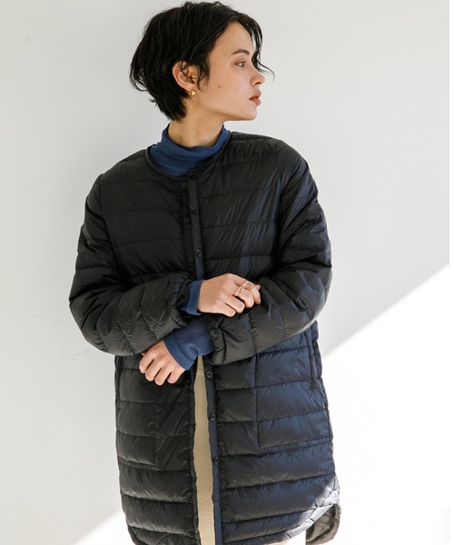 koe(コエ)の「グリーンダウン ライトダウンコート*(ダウンジャケット/コート・レディース・アイボリー/ブラック・FREE)」の2枚目の写真