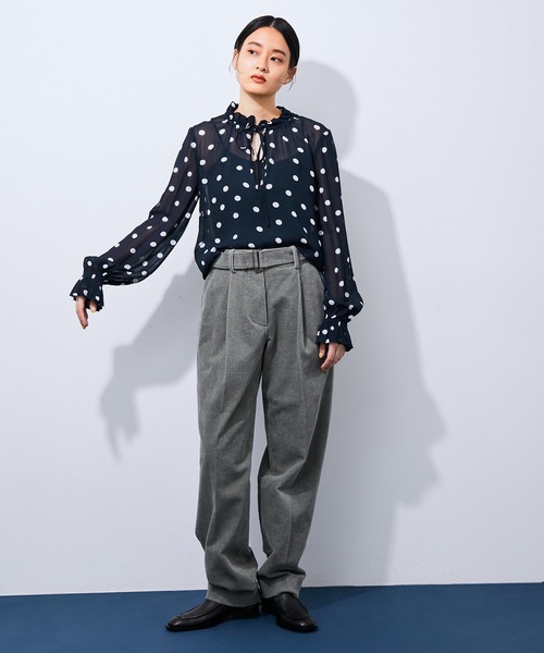 GANNI（ガニー）の「【GANNI】Printed Georgette Blouse（シャツ/ブラウス・レディース・ネイビー・36）」の2枚目の写真