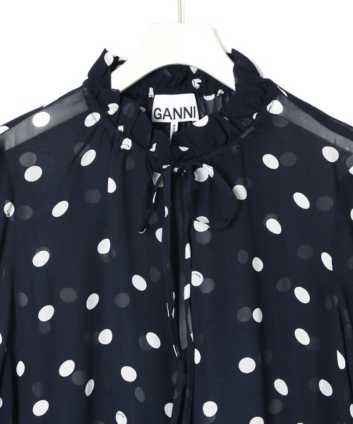 GANNI（ガニー）の「【GANNI】Printed Georgette Blouse（シャツ/ブラウス・レディース・ネイビー・36）」の7枚目の写真