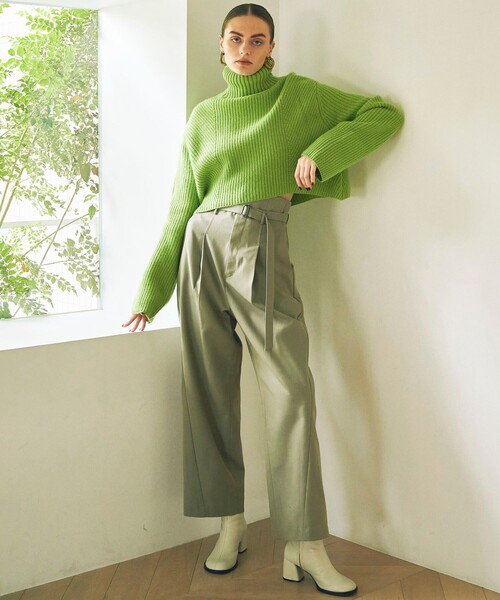 city（シティ）の「【CITY】スーパーファインウールショートニットトップス（ニット/セーター・レディース・ミント/グリーン/ブラック・FREE）」の10枚目の写真