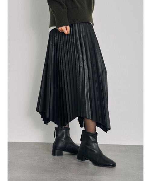 GARAGE OF GOOD CLOTHING（ガレージオブグッドクロージング）の「合皮巻きプリーツスカート（スカート・レディース・ブラック/ホワイト・FREE）」の14枚目の写真
