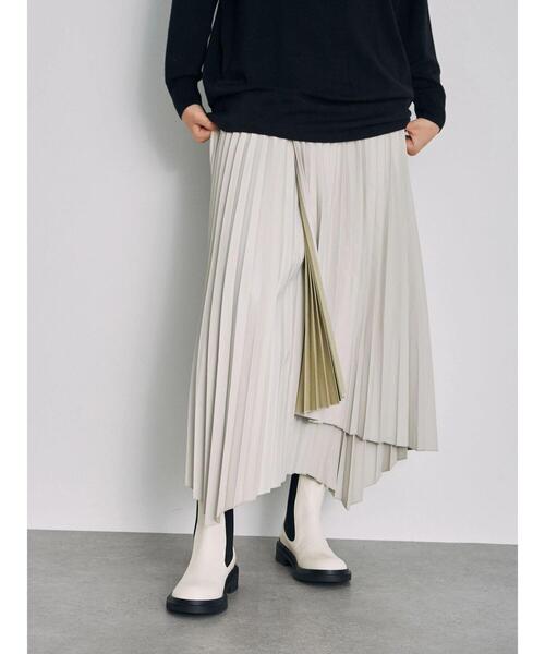 GARAGE OF GOOD CLOTHING（ガレージオブグッドクロージング）の「合皮巻きプリーツスカート（スカート・レディース・ブラック/ホワイト・FREE）」の4枚目の写真