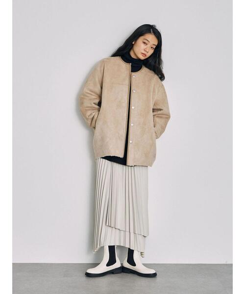 GARAGE OF GOOD CLOTHING（ガレージオブグッドクロージング）の「合皮巻きプリーツスカート（スカート・レディース・ブラック/ホワイト・FREE）」の5枚目の写真