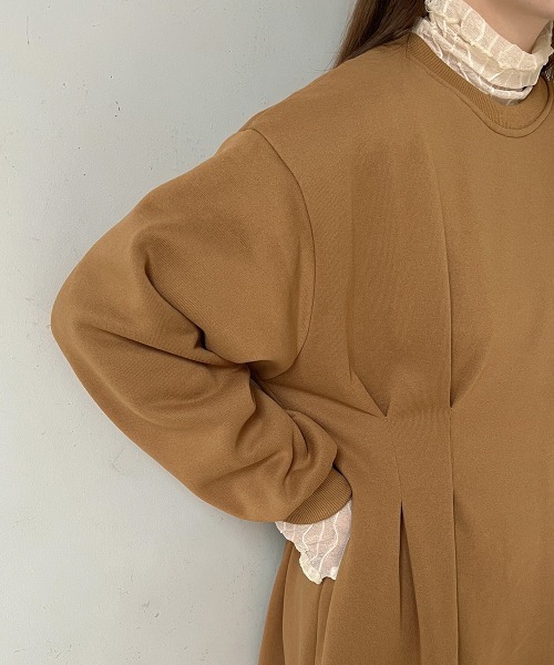 Bab（バブ）の「ウエストタック裏起毛ワンピース（ワンピース・レディース・ブラック/アイボリー/モカ/グレー系その他/ブルー系その他/ホワイト系その他・M）」の10枚目の写真