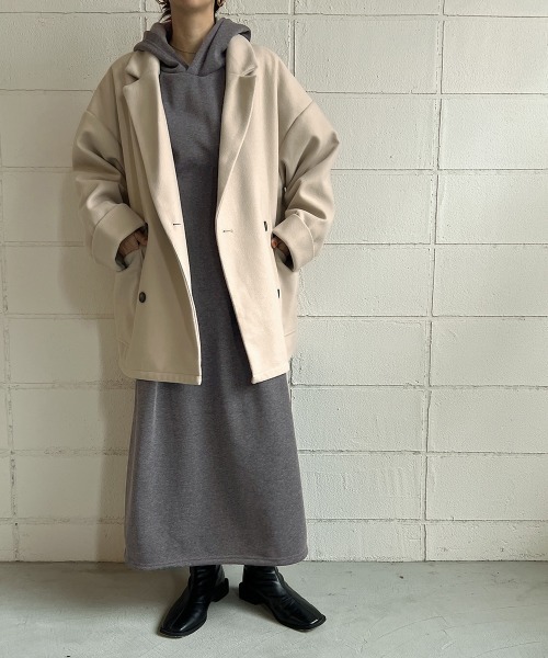 Bab（バブ）の「ウエストタック裏起毛ワンピース（ワンピース・レディース・ブラック/アイボリー/モカ/グレー系その他/ブルー系その他/ホワイト系その他・M）」の19枚目の写真