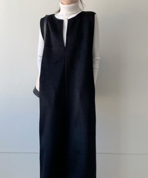 キーネックノースリーブロングワンピース/ジャンスカ