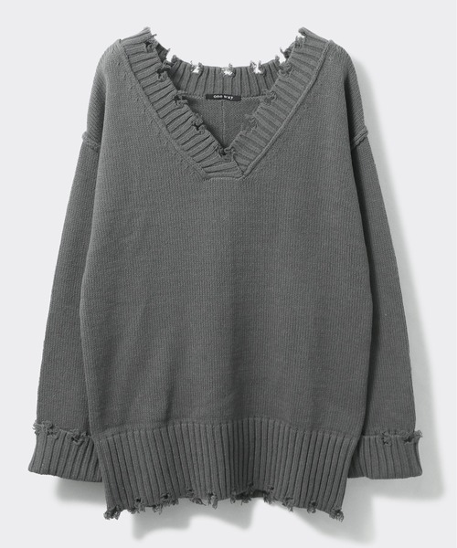one way(ワンウェイ)の「【oneway Jeans】ブロークンVネックニット(ニット/セーター・レディース・ホワイト/ライトグレー/ライトブルー/オレンジ/ライトグリーン・FREE)」の15枚目の写真