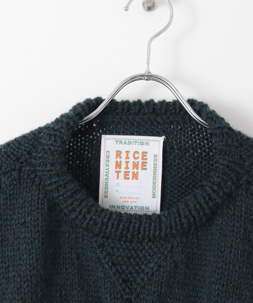 RICE NINE TEN(ライスナインテン)の「『別注』RICE NINE TEN HAND KNIT SWEATER(ニット/セーター・メンズ・ネイビー/グレー・FREE)」の11枚目の写真