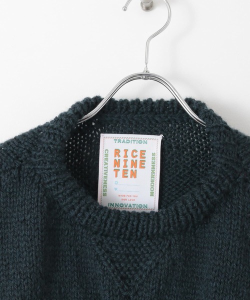 RICE NINE TEN(ライスナインテン)の「『別注』RICE NINE TEN HAND KNIT SWEATER(ニット/セーター・メンズ・ネイビー/グレー・FREE)」の4枚目の写真