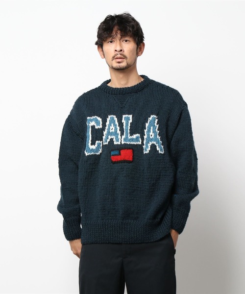 RICE NINE TEN(ライスナインテン)の「『別注』RICE NINE TEN HAND KNIT SWEATER(ニット/セーター・メンズ・ネイビー/グレー・FREE)」の6枚目の写真