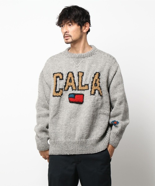 RICE NINE TEN(ライスナインテン)の「『別注』RICE NINE TEN HAND KNIT SWEATER(ニット/セーター・メンズ・ネイビー/グレー・FREE)」の7枚目の写真
