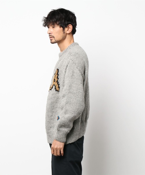 RICE NINE TEN(ライスナインテン)の「『別注』RICE NINE TEN HAND KNIT SWEATER(ニット/セーター・メンズ・ネイビー/グレー・FREE)」の9枚目の写真
