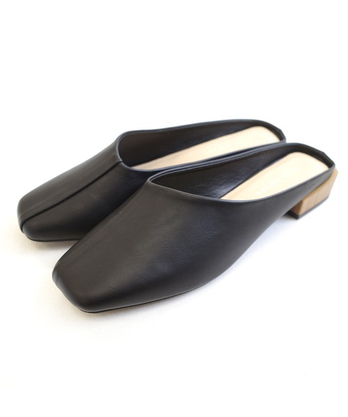 AmiAmi（アミアミ）の「ウッド調ヒールスクエアトゥミュール（サンダル・レディース・ブラック/ブラウン/シルバー/アイボリー/グレイッシュベージュ・LL/S/M/L）」の22枚目の写真