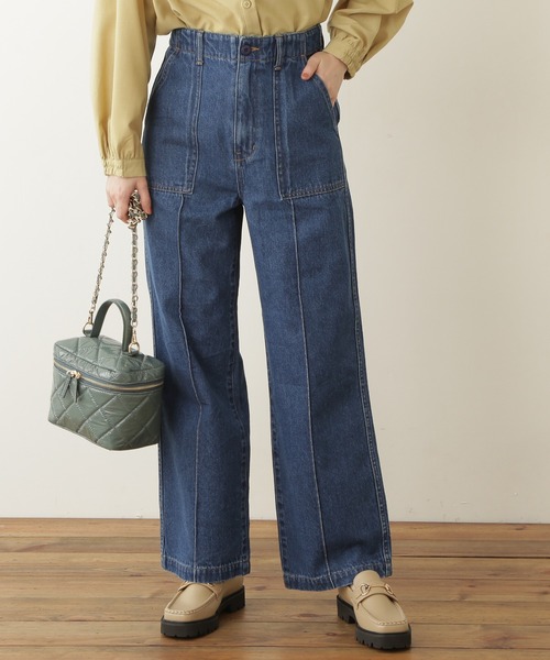 N.(N. Natural Beauty Basic)(エヌエヌナチュラルビューティーベーシック)の「【S Size Line】◆ハイウエストデニムワークポケットパンツ(デニムパンツ・レディース・インディゴブルー/ナチュラル・SMALL/MEDIUM)」の1枚目の写真