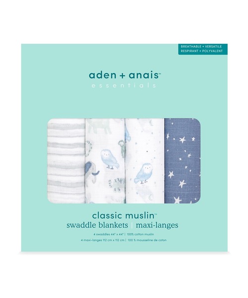 aden + anais essentials（エイデンアンドアネイエッセンシャルズ）の「スワドル 4枚入り（おくるみ・キッズ・ネイビー・FREE）」の17枚目の写真